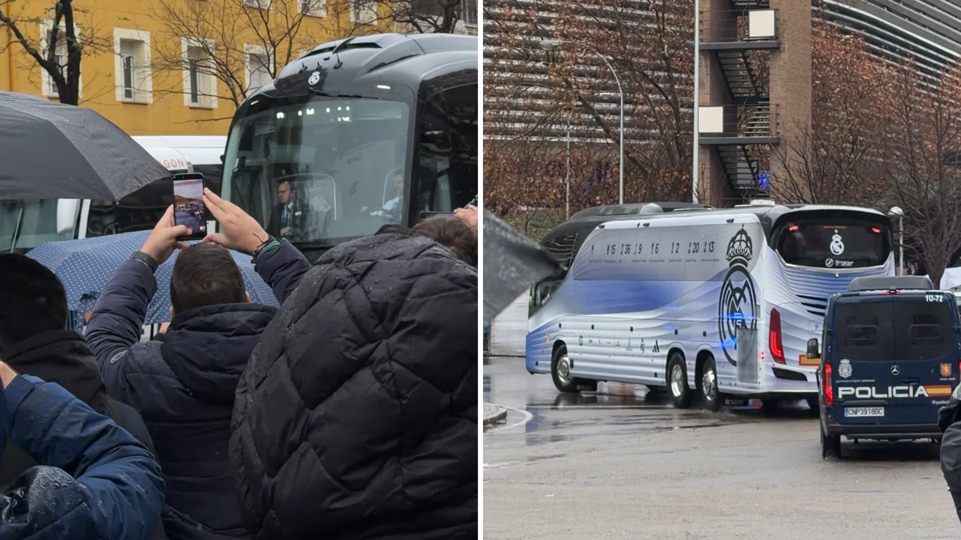 ¿El preámbulo de la que puede caer? Vean la llegada del autobús del Madrid al Bernabéu...