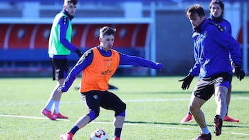 Bryan Zaragoza, esta mañana, entrenando en Tajonar.