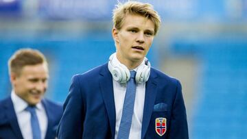 Martin Odegaard, durante una concentración con Noruega.