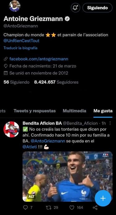 Griezmann confirma su continuidad en el Atlético