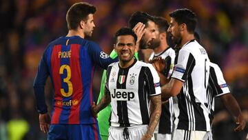 BARCELONA, SPAIN - APRIL 19: Dani Alves of Juventus looks on after the UEFA Champions League Quarter Final second leg match between FC Barcelona and Juventus at Camp Nou on April 19, 2017 in Barcelona, Spain.  (Photo by Shaun Botterill/Getty Images)