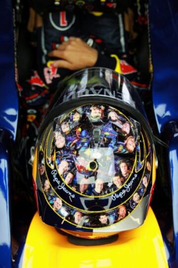 Casco de Sebastian Vettel en el GP de la India en 2011 