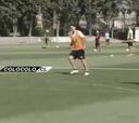 Los tres goles de Pinares en el entrenamiento de Colo Colo