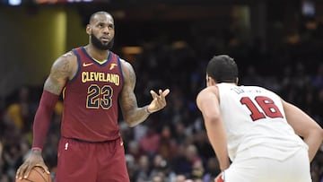 Oct 24, 2017; Cleveland, OH, USA; Cleveland Cavaliers forward LeBron James (23) holds the ball in the fourth quarter against the Chicago Bulls at Quicken Loans Arena. Mandatory Credit: David Richard-USA TODAY Sports