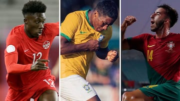 Alphonso Davies (Canadá), Endrick (Brasil) y Gonçalo Inácio (Portugal).