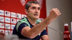 LEZAMA (BIZKAIA), 03/06/2023.- El entrenador del Athletic Club de Bilbao, Ernesto Valverde, da una rueda de prensa en Lezama, este sábado, en la víspera del partido de liga ante el Real Madrid. EFE/Javier Zorrilla
