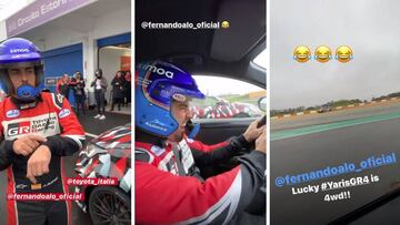 Alonso probando un Toyota Yaris GR-4 en Estoril.