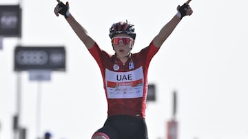 Sergio Higuita, tercero en la etapa 3 del UAE Tour ganada por Tadej Pogacar.
