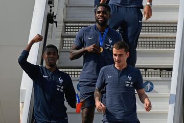 Ousmane Dembélé, Antoine Griezmann y Samuel Umtiti.