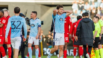 Marcos Alonso, a la conclusión del partido entre el Celta y el Friburgo en Balaídos.