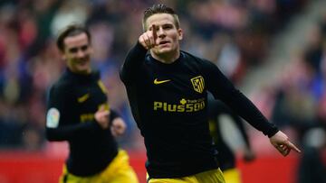 Gameiro celebra un gol.