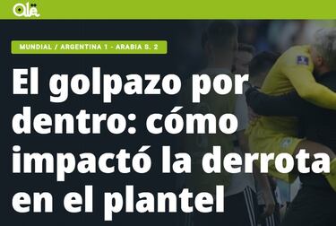 La derrota de Argentina, portada mundial