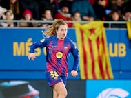 Laia Martret, durante su debut con el Barcelona en la Liga F.