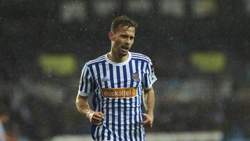 (16) Sergio Canales during the Spanish La Liga soccer match between Real Sociedad and Getafe C.F, at Anoeta stadium, in San Sebastian, northern Spain, Saturday, March. 17, 2018. 