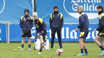 David Mella, en el entrenamiento del Deportivo de este sábado.