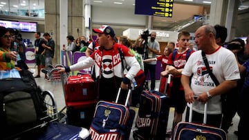 Miembros de la delegaci&oacute;n rusa llegando a Rio de Janeiro.