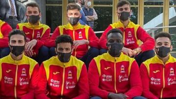 Varios de los integrantes del equipo español de kumite, durante un acto en el CSD.