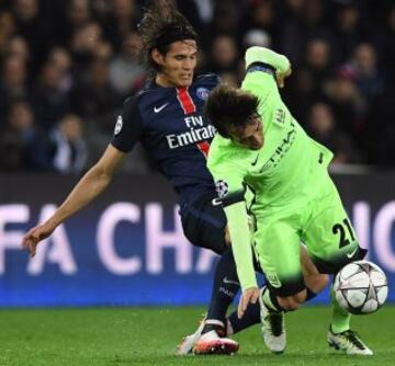 Edinson Cavani y David Silva.