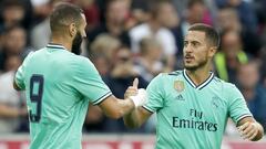 Benzema y Hazard, en el encuentro ante el Salzburgo, en Austria.