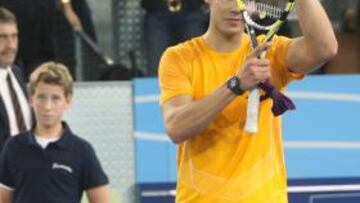 <b>GRACIAS. </b>Nadal agradece al público la asistencia. Madrid le contestó con una gran ovación.