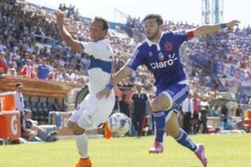 José Rojas ha jugado 23 Clásicos Universitarios, todos por Universidad de Chile, desde 2003.