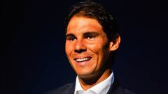 Rafa Nadal habla durante un acto promocional de la Laver Cup en Nueva York.