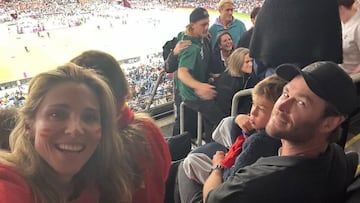Actor Chris Hemsworth was with Spanish wife, model Elsa Pataky at the Women's World Cup when Spain won the final against England on Sunday.