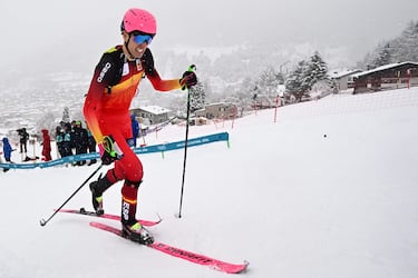 Oriol Cardona durante la prueba de velocidad de esquí de montaña. 