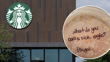 Mensaje ofensivo, escrito por un barista en la tapa de un vaso de Starbucks.