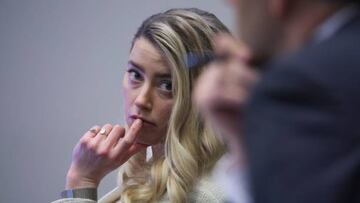 Actor Amber Heard attends her ex-husband Johnny Depp's defamation trial against her, at the Fairfax County Circuit Courthouse in Fairfax, Virginia.