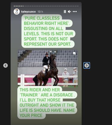 La actriz Kaley Cuoco se ofrece a comprar un caballo maltratado en los Juegos Olmpicos