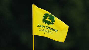 A view of a pin during the first round of the John Deere Classic at TPC Deere Run on July 04, 2024, in Silvis, Illinois.
