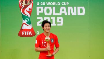 Kang-in Lee, con el Bal&oacute;n de Oro del Mundial Sub&#039;20.