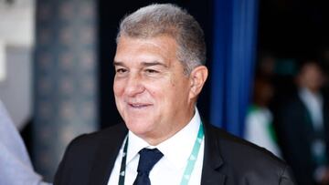 MALAGA, SPAIN - NOVEMBER 26: Joan Laporta is seen during the first tennis match from Davis Cup Finals 2022, Semi-Finals round, played between Italy and Canada at Palacio de Deportes Martin Carpena pavilion on november 26, 2022, in Malaga, Spain. (Photo By Oscar J. Barroso/Europa Press via Getty Images)