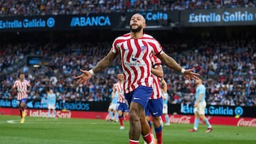 Memphis, tras marcarle gol al Celta en Vigo.