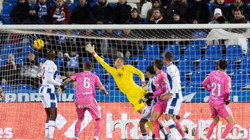 Teto logra el gol del Tenerife en el partido de la Liga Hypermotion ante el Leganés en Butarque.