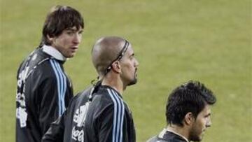 <b>Messi, Verón y Agüero</b>.