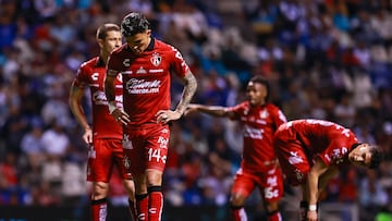 Luis Reyes of Atlas during the 11th round match between Puebla and Atlas as part of the Torneo Clausura 2024 Liga BBVA MX at Cuauhtemoc Stadium on March 08 , 2024 in Puebla, Puebla, Mexico.