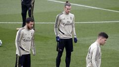 Eden Hazard y Gareth Bale en el entrenamiento del Real Madrid previo al partido contra Osasuna.