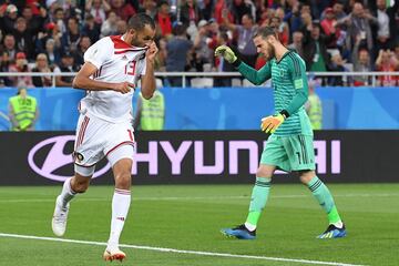 0-1. Khalid Boutaib celebró el primer gol.