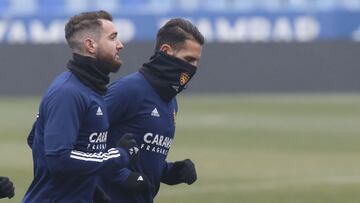 Peybernes, junto a Álex Alegría, en un entrenamiento de la pasada temporada.