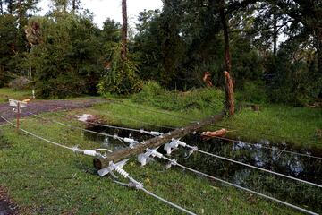 Varios postes de luz fueron derribados por los fuertes vientos. Esto ha provocado cortes de energía. Más de cuatro millones de personas se encuentran sin electricidad en Florida, Georgia, Carolina del Norte, Carolina del Sur y Virginia.