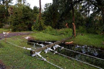 Varios postes de luz fueron derribados por los fuertes vientos. Esto ha provocado cortes de energía. Más de cuatro millones de personas se encuentran sin electricidad en Florida, Georgia, Carolina del Norte, Carolina del Sur y Virginia.