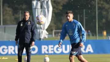 Óscar Cano y Yeremay en un entrenamiento del Deportivo.