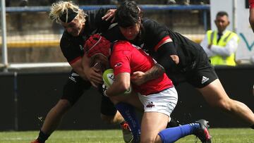 Rugby, Partido amistoso Condores vs All Blacks.
Los jugadores de los Condores de Chile disputan un partido amistoso contra los Maori All Blacks de Nueva Zelanda en el Estadio San Carlos de Apoquindo.
Santiago, Chile.
17/11/2018
Jaime Ramirez/Photosport