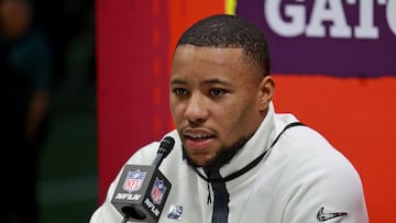 Philadelphia Eagles running back Saquon Barkley had some hilarious answers to his interview questions on Super Bowl Opening Night.