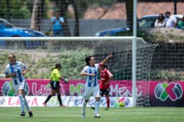 Action photo during the match Pachuca vs Tijuana Womens, Corresponding Final of Tournament 2016-2017 of the League BBVA Bancomer MX. 

Foto de accion durante el partido Pachuca vs Tijuana Femenil, Correspondiente a la Final  del Torneo 2016-2017 de la Liga BBVA Bancomer MX, en la foto:   Gol Monica Ocampo Pachuca Femenil

22/04/2017/MEXSPORT/Javier Ramirez