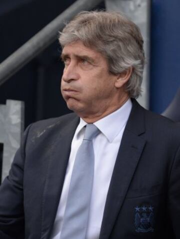 Manuel Pellegrini en su último partido en el Etihad Stadium como técnico del City.