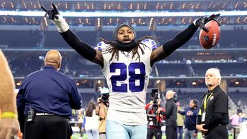Dec 4, 2022; Arlington, Texas, USA;  Dallas Cowboys safety Malik Hooker (28) celebrates with fans after the game against the Indianapolis Colts at AT&T Stadium. Mandatory Credit: Kevin Jairaj-USA TODAY Sports