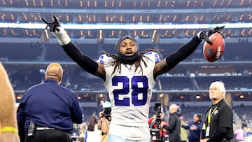 Dec 4, 2022; Arlington, Texas, USA;  Dallas Cowboys safety Malik Hooker (28) celebrates with fans after the game against the Indianapolis Colts at AT&T Stadium. Mandatory Credit: Kevin Jairaj-USA TODAY Sports